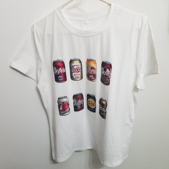 Tops - NWOT soda can polyester shirt
